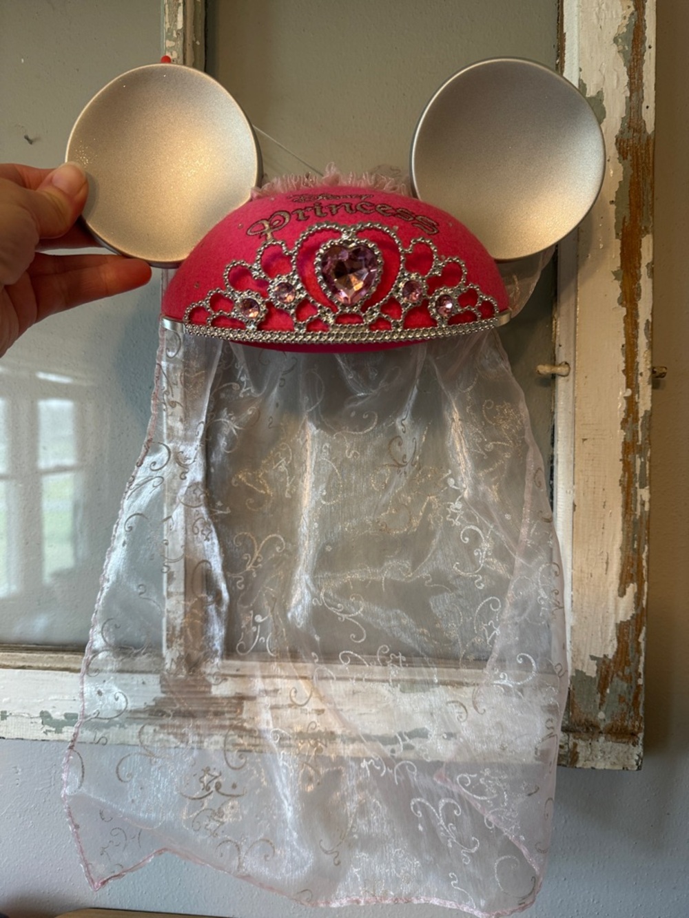 Disney Parks Princess Ear Hat Mouse Ears Jeweled Tiara & Veil (One size)